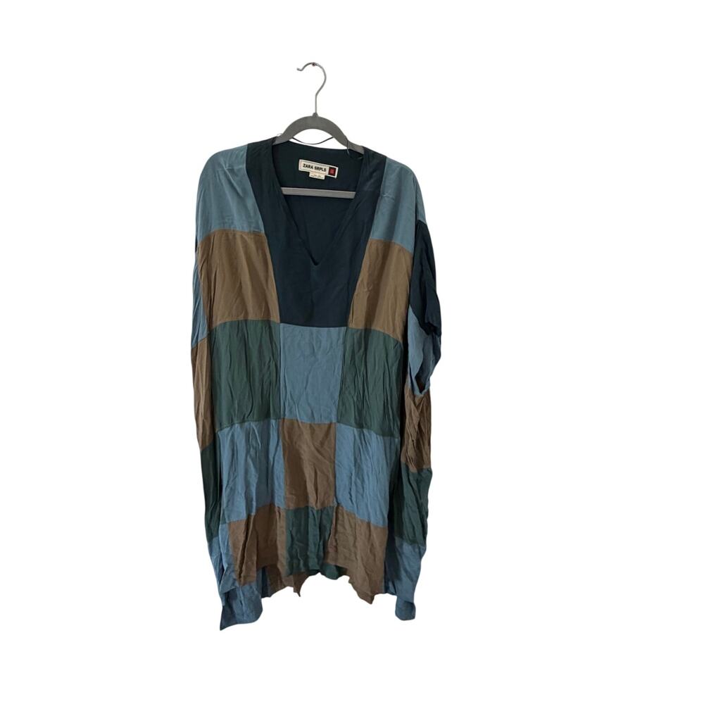 Zara SRPLS Midi Dress Military Inspired V-Neckline Multicolor Size Medium